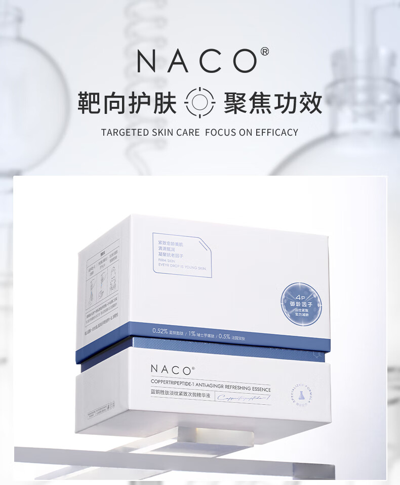 NACO蓝铜胜肽次抛面部精华液抗皱提拉紧致皮肤淡细纹舒缓改善护肤品 1.2ml*30支（到手35支）