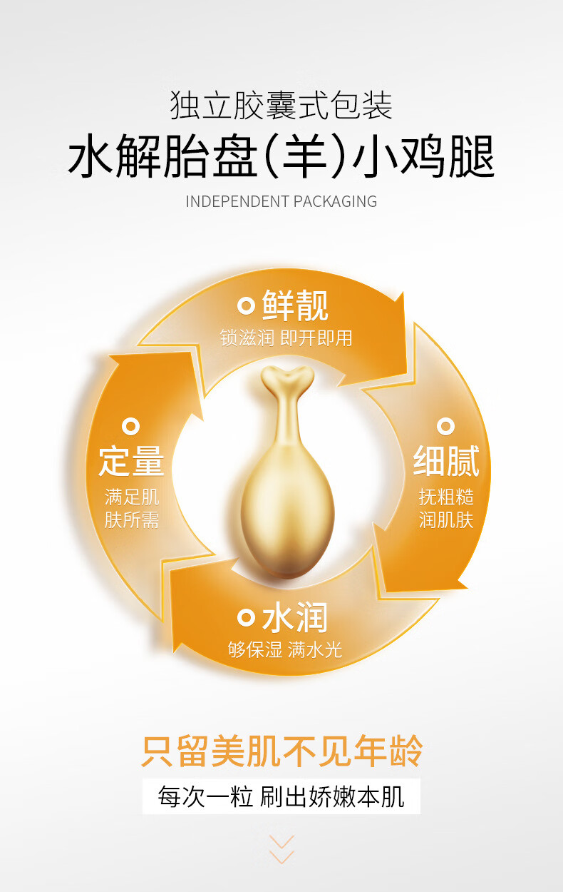 梵贞 羊胎素精华霜（补水保湿嫩肤）小鸡腿颗粒胎盘素原液胶囊 胶囊精华液1盒（拍下发2盒）