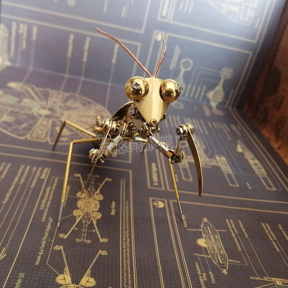 蒸汽朋克昆虫 蒸汽朋克机械昆虫金属中华大刀螳螂模型手工创意收藏