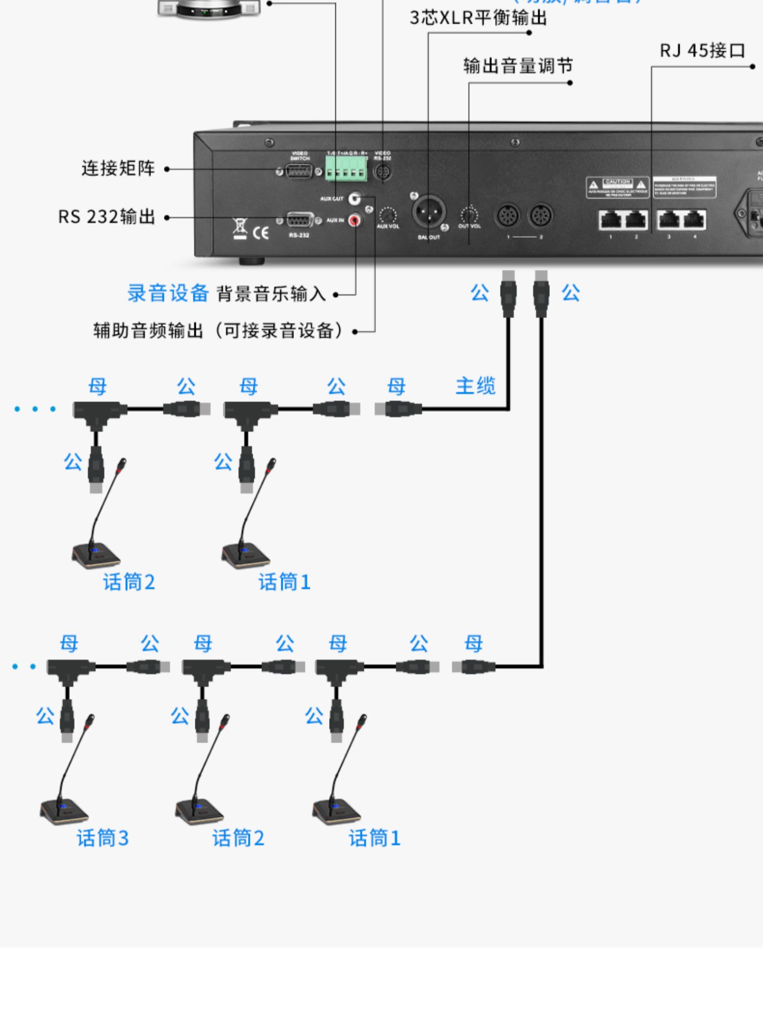 ploiu手拉手话筒鹅颈麦有线麦克风数字视频像跟踪会议系统带视频摄像