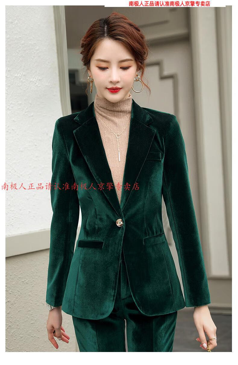 精选女装金丝绒小西装外套女秋冬职业装套装时尚气质紫色长袖韩版修身