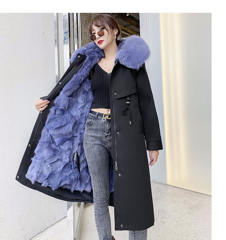皮尔卡丹派克服女2021秋冬新款女中长款内胆可拆卸獭兔毛海宁皮草外套