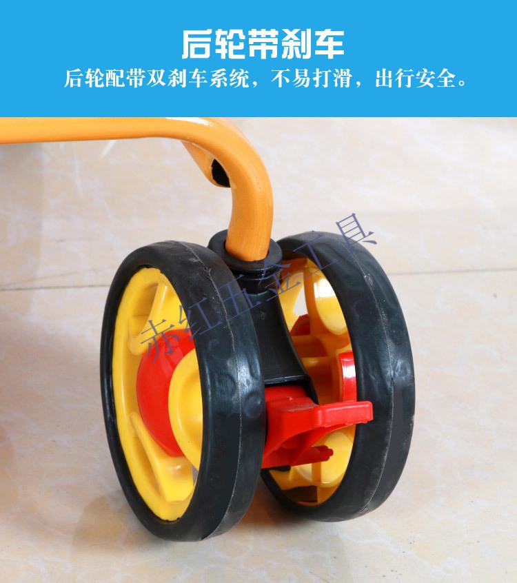 赤红五金手工制作竹藤婴儿手推车轮子配件四轮车万向轮竹子车轱辘刹车