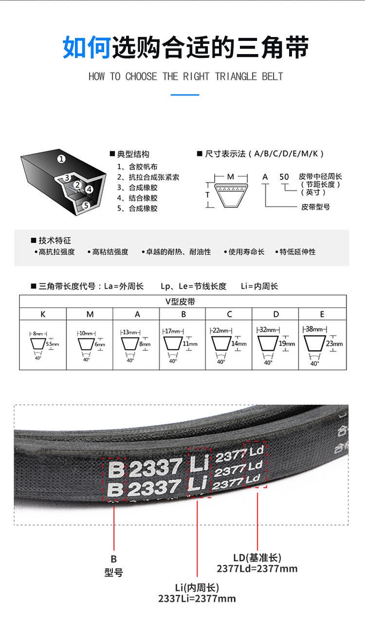 b c d型工业皮带传送包布窄v带耐磨高传动 a型皮带【v13不带齿皮带】