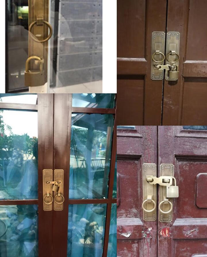 铜掌柜锁扣插销中式别墅大门把手柜门拉手门栓搭扣铜老式木门挂锁宽