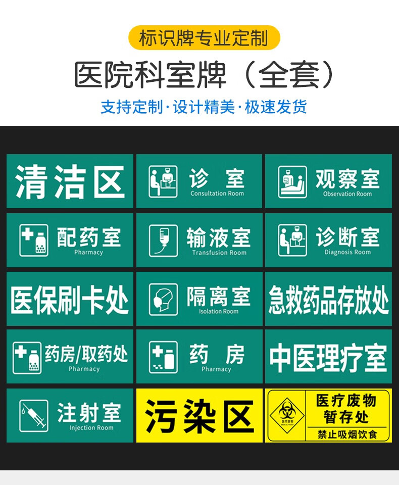 隔离室标识牌科室牌门牌医院标牌观察室治疗室处置室候诊区诊所标识