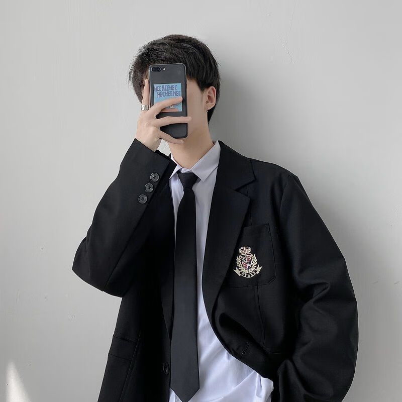 绅筑dk制服男休闲西装外套班服韩版学院风小西服学生jk西装男套装黑色