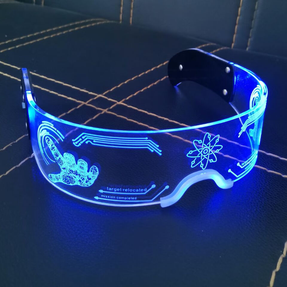 led发光未来科技感护目眼镜科幻蹦迪jk拍照cos抖音网红夜光玩具电池单