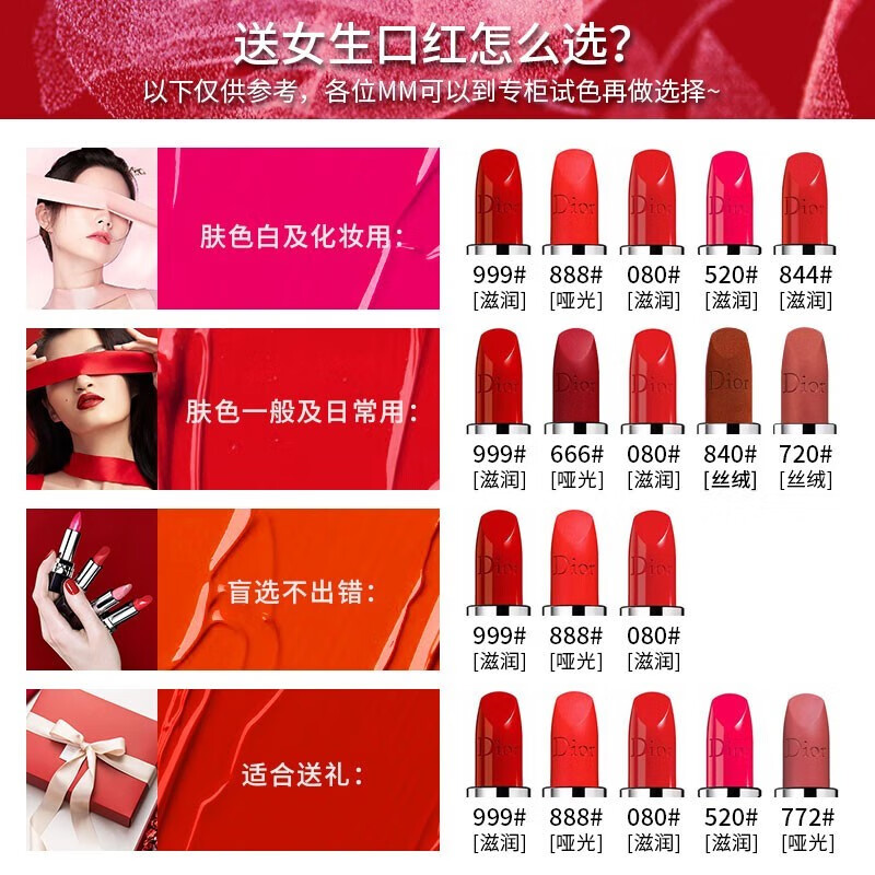 迪奥（Dior）迪奥口红全新烈艳蓝金999滋润女士唇膏礼盒 送生日老婆礼物 新款999#缎光滋润