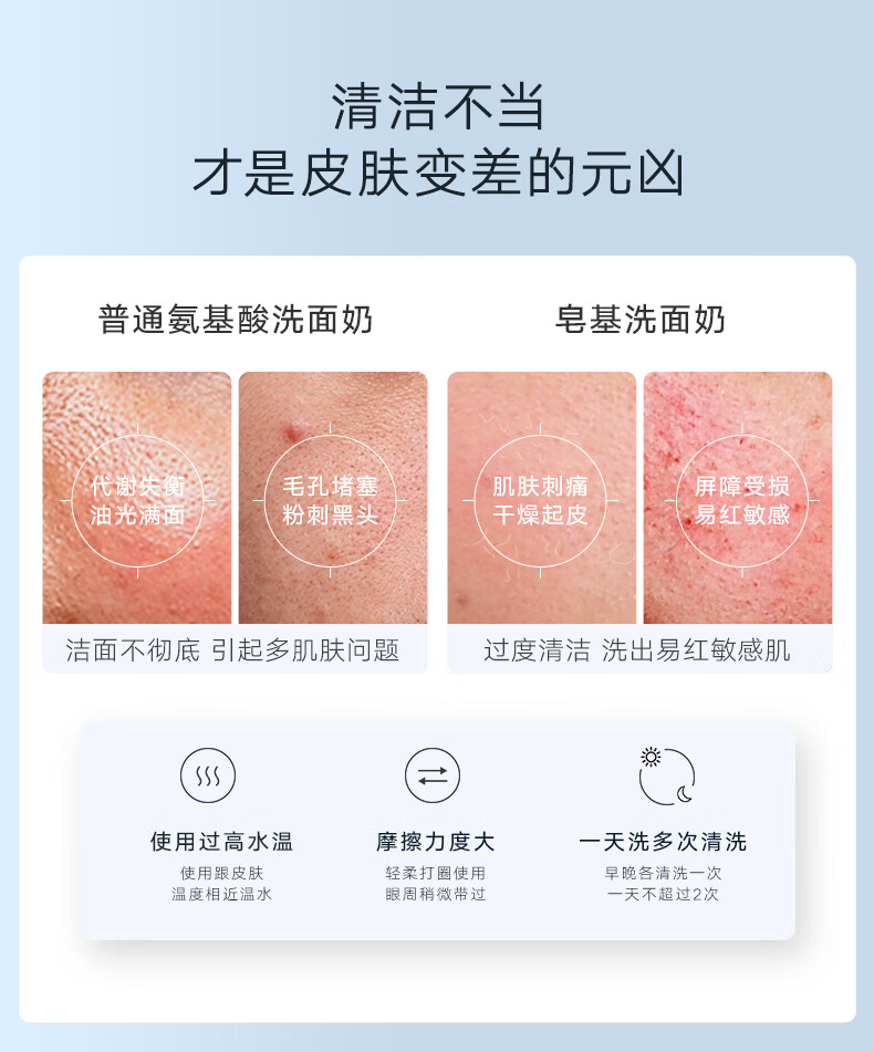 雪玲妃氨基酸温和洗面奶保湿控油深层清洁洁面乳男女通用 氨基酸洗面奶300g+起泡网