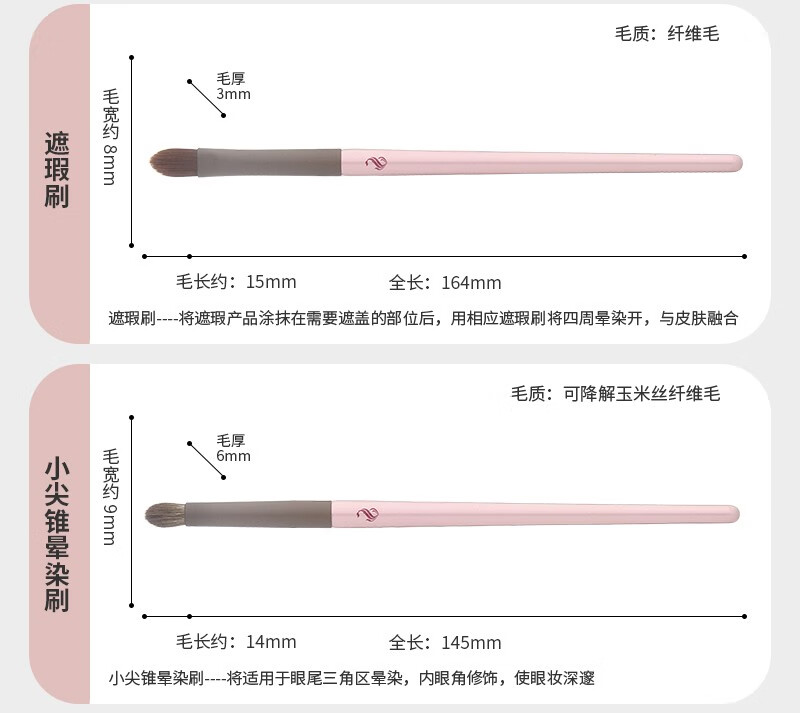 shoushoulang受受狼 小布丁16支套刷散粉刷化妆刷眼影刷腮红高光修容遮瑕眉刷纤维毛美妆工具 粉色 16支套刷（带刷包）