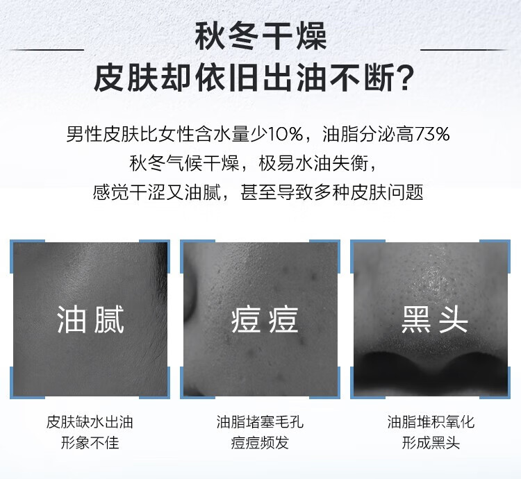 欧莱雅（L'OREAL） 男士化妆水控油凝露爽肤护肤品补水水能保湿清爽滋润精华 水能保湿控油凝露22ml*3