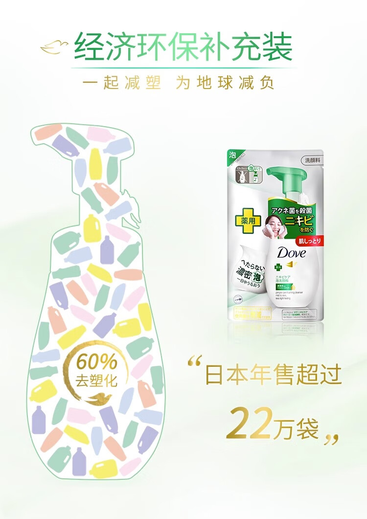 多芬氨基酸温和控油洗面奶清洁毛孔抗痘洁面160ml 抗痘洁面慕斯（补充装）140ml