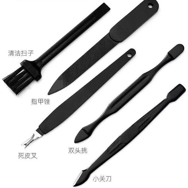 古莎【现发】多功能指甲套装修甲美容美甲工具指甲剪指甲钳修脚剪套装 指甲套装-灰色 8件套指甲套装