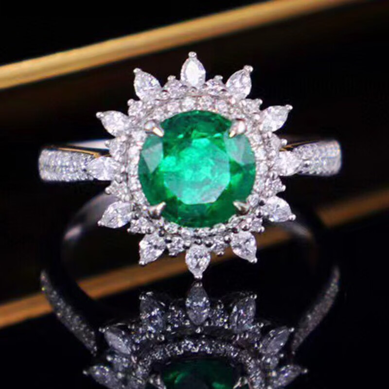 pearlboat祖母绿戒指女士戒指珠宝手饰女戒彩宝18k金镶钻主石168ct