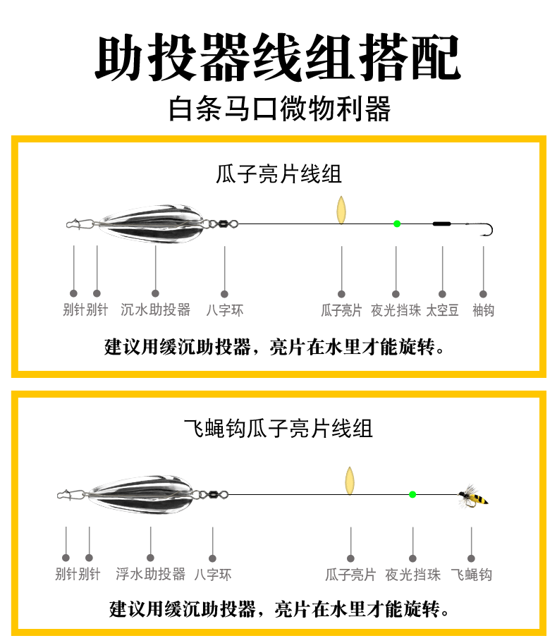 路亚助投器全套装远投马口飞蝇钩瓜子亮片微物浮水缓沉别针大师32g5g