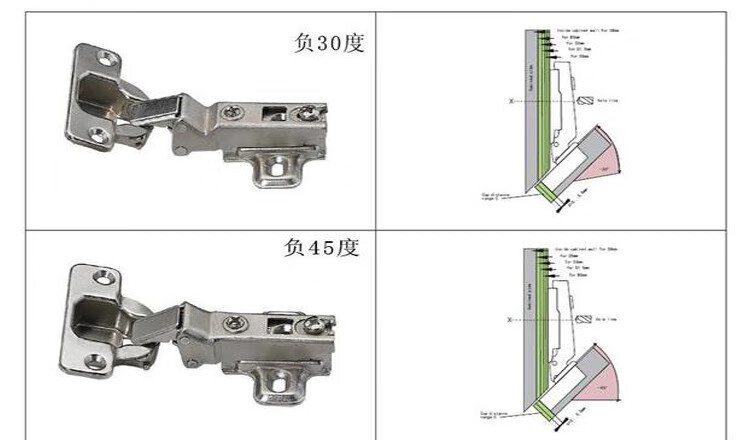 三角柜专用门铰负4530度铰链家居特殊角度门铰烟斗合页五金配件负45度
