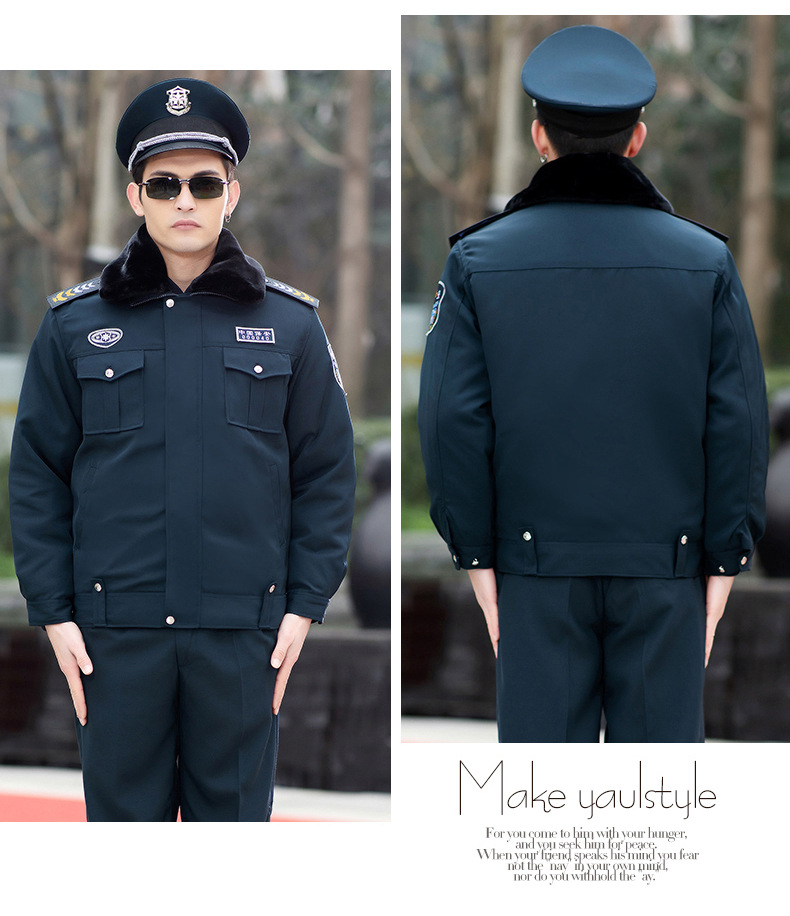 2011式保安制服冬季服装保安服冬装工作服套装男秋装加厚短款黑色普通