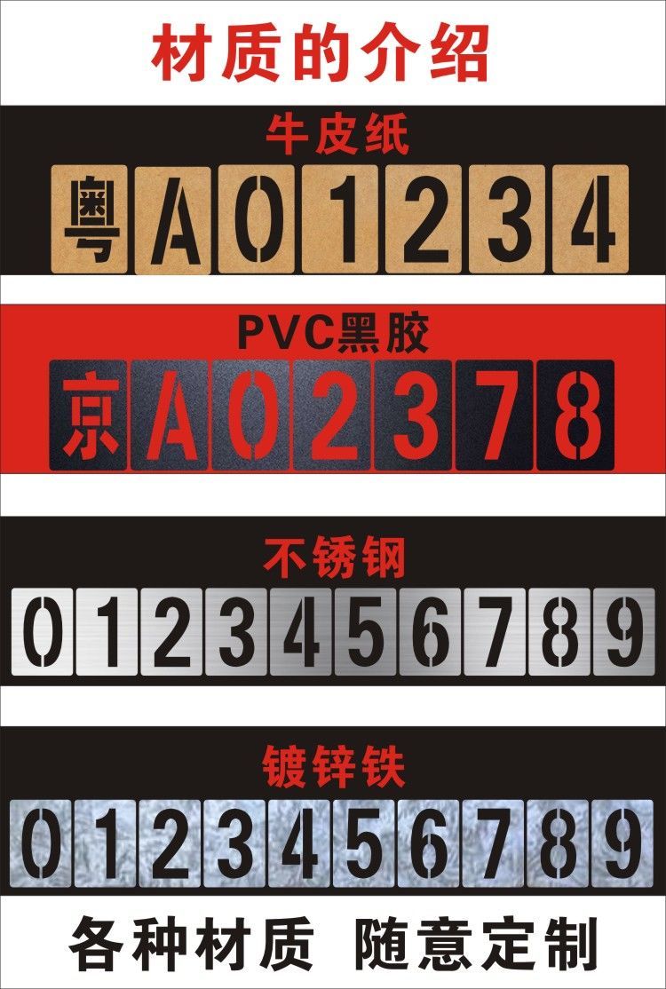 车牌放大号喷漆模板数字09字母az汽车货车年检牌照喷号镂空模具牛皮纸