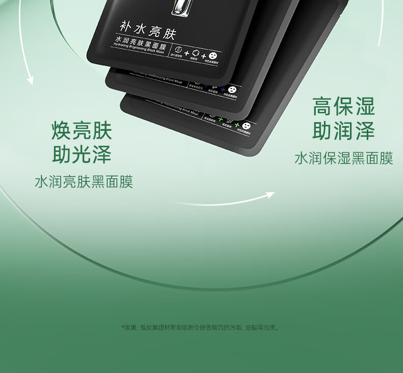 膜法世家面膜水嫩亮肤三合一黑面膜熬夜补水保湿男女抗氧化送女友 【体验装】 3片