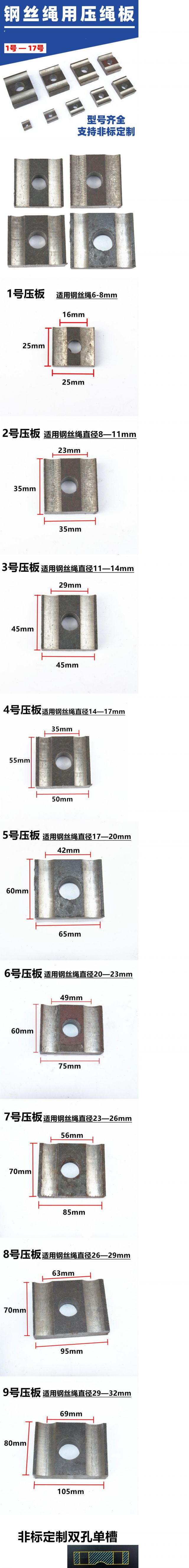 定制定制钢丝绳压板12345678917号gbt59752006标准钢丝绳用压绳板1号