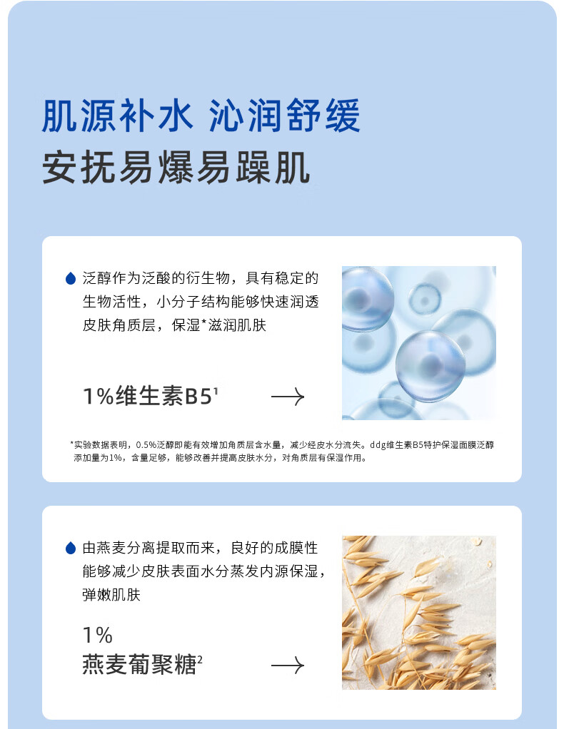 ddg B5面膜补水保湿 晒后舒缓肌肤水润服帖锁水贴片面膜男女 【主推款】15片 买1送1到手30片