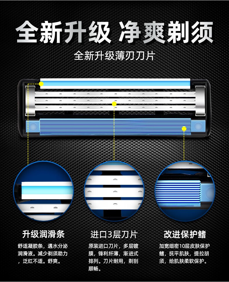 吉列（Gillette） 锋速3手动剃须刀男士刮胡刀手动三层刀头原装 锋速三8刀头（无刀架，无包装）