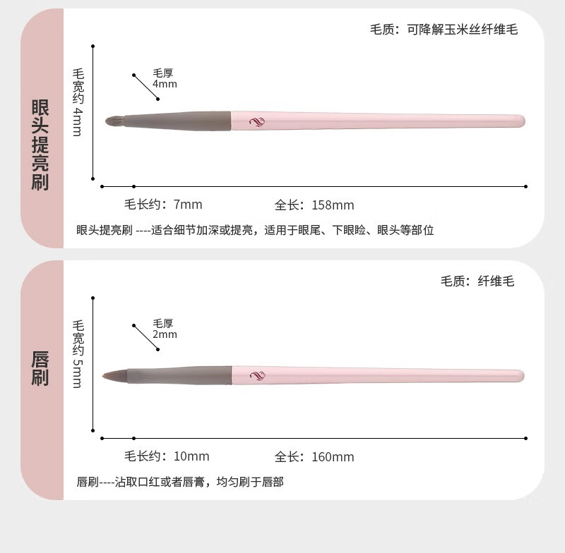 shoushoulang受受狼 小布丁16支套刷散粉刷化妆刷眼影刷腮红高光修容遮瑕眉刷纤维毛美妆工具 粉色 16支套刷（带刷包）