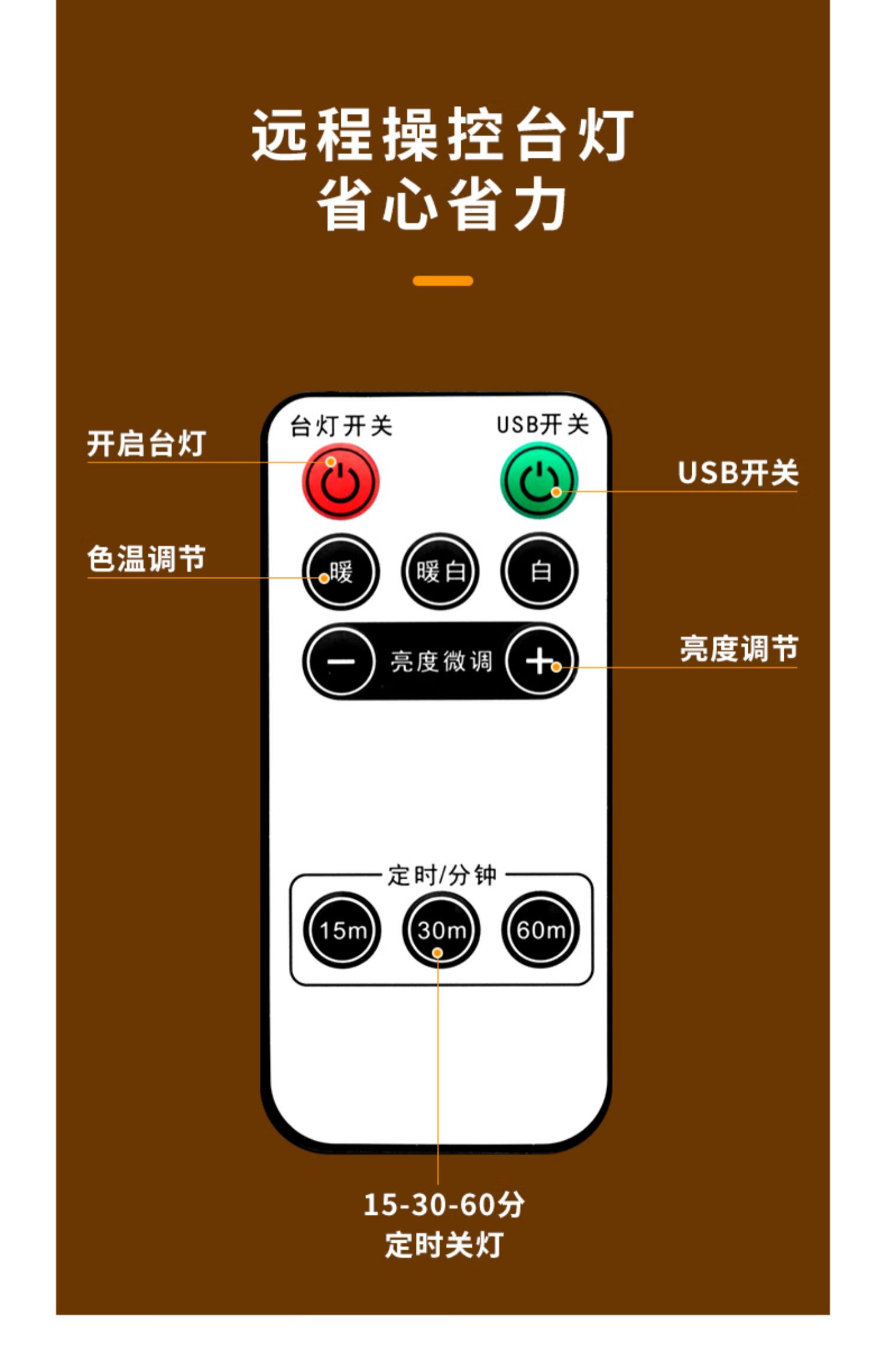 9，PDQ閲讀燈護眼學習專用宿捨書桌燈插電插座式學生寫字臥室牀頭燈的 三色溫 2插位+2USB 0.8米 按鈕開關