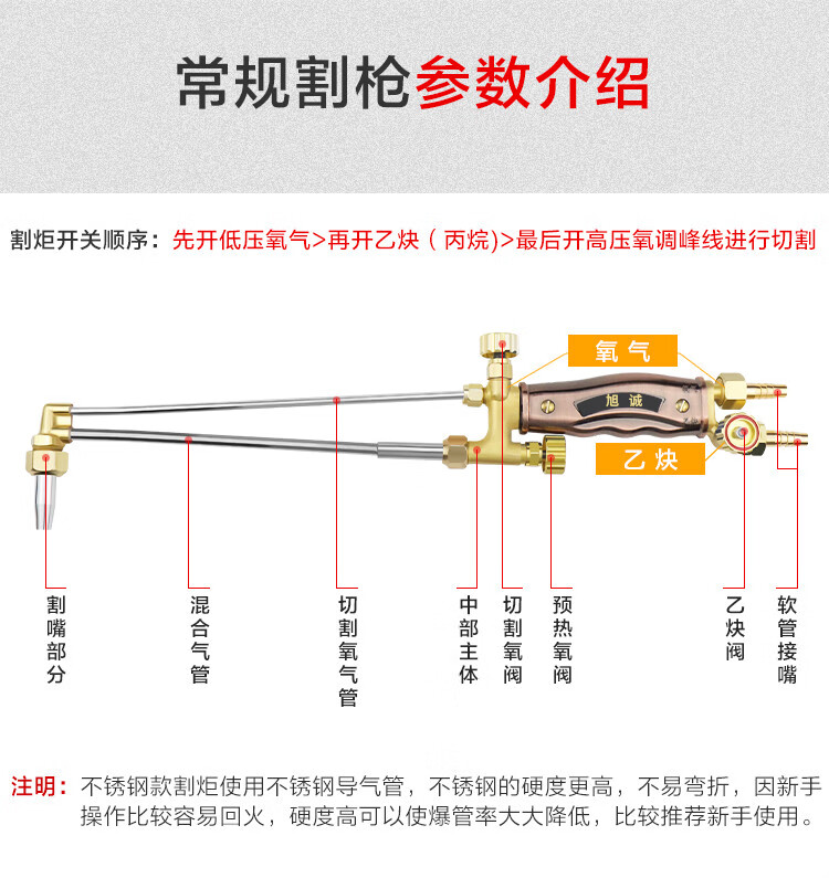 g0130100300全铜不锈钢加长加厚氧气乙炔割枪射吸式割