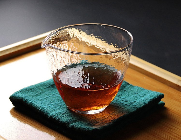 米良品 日式耐热玻璃初雪品茗杯套装 锤目纹茶杯功夫茶茶具茶碗建盏主人杯茶海分茶器公道杯茶具套装 初雪品杯1个+茶托1个