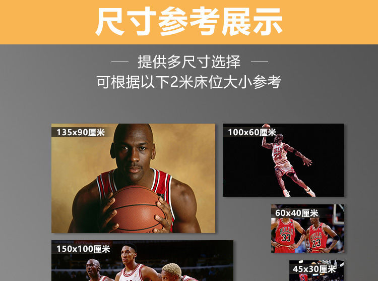 nba海报墙纸乔丹海报超大张臂展墙贴墙壁房间床头篮球星男生墙纸自粘