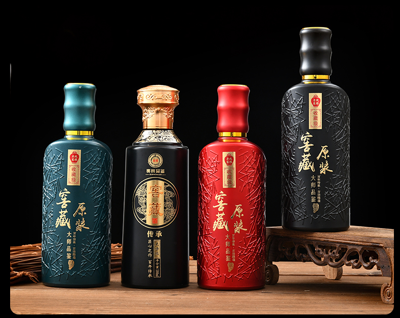定制高档酒瓶500ml玻璃食品级白酒瓶空酒瓶1斤装原浆珍藏全套包装藕色