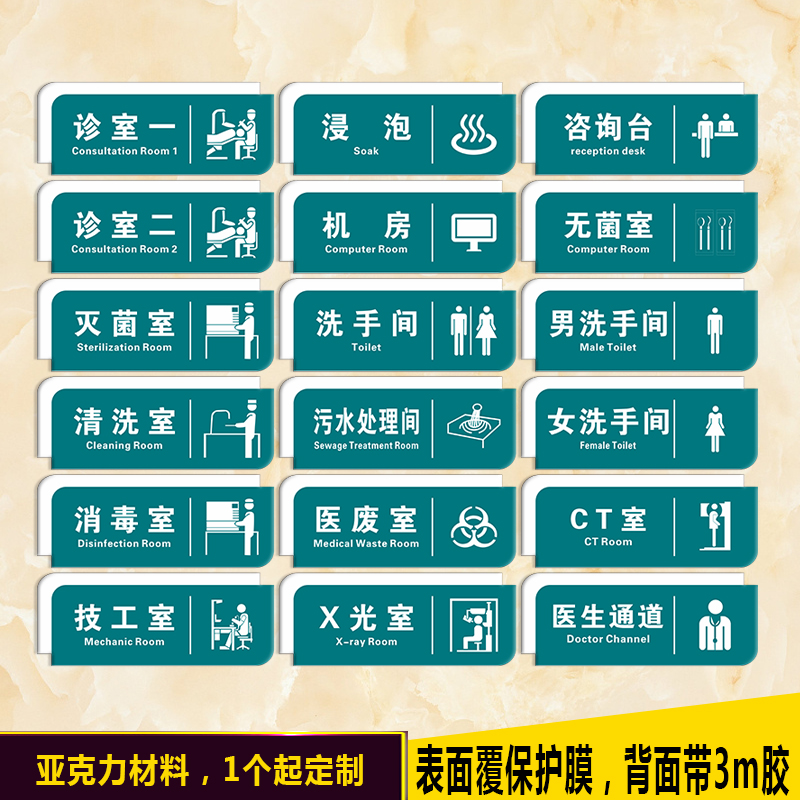 左右季亚克力标识牌双面侧挂医院科室门牌口腔诊所病房指示诊室标牌