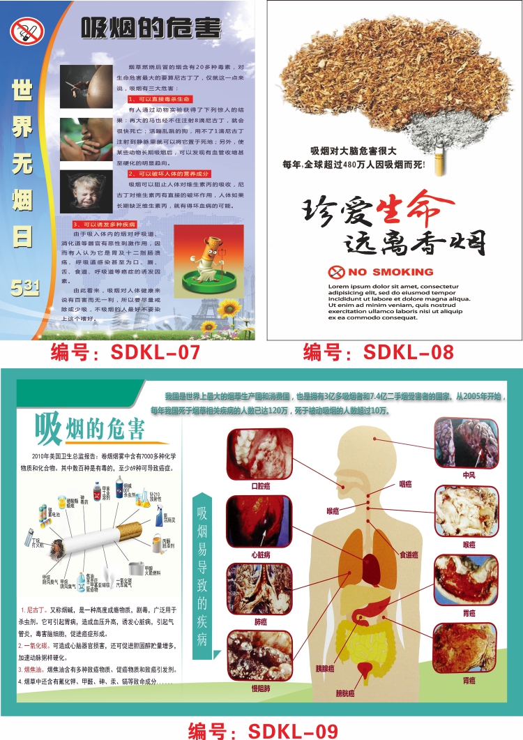 宣传禁止吸烟海报禁烟控烟宣传海报吸烟有害健康环保挂图吸烟危害禁止