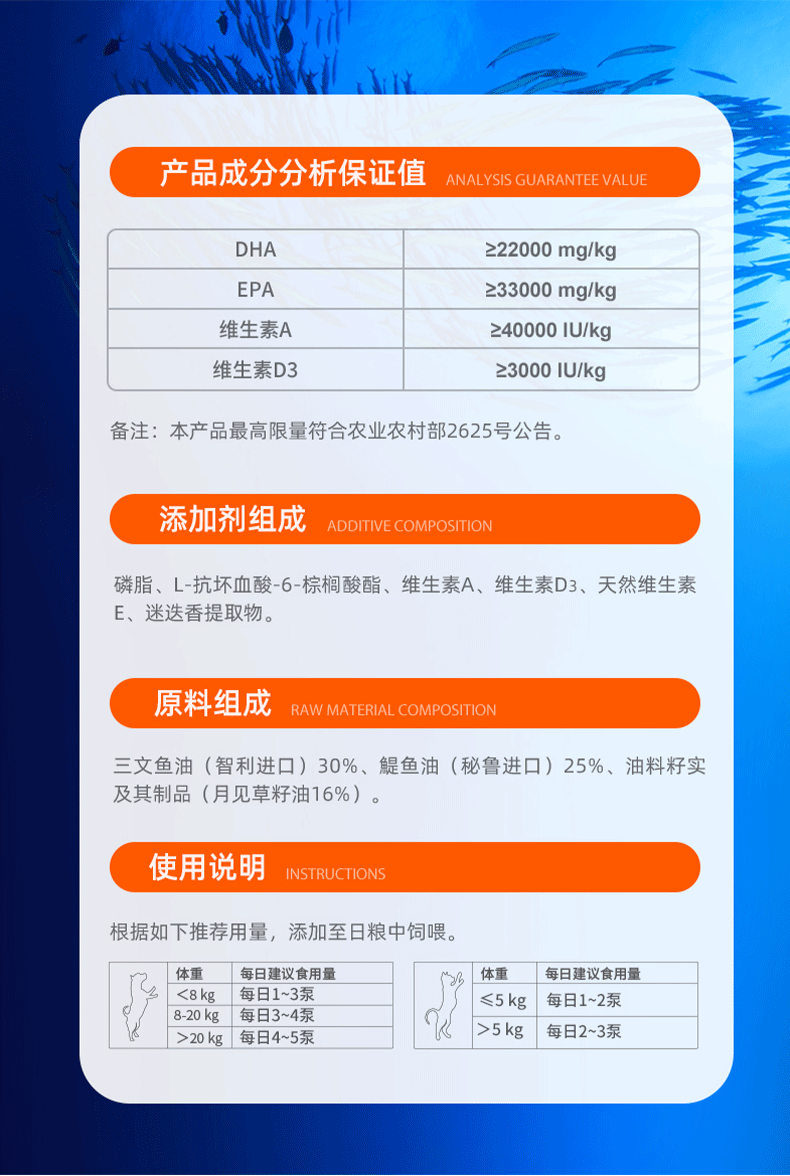 3，紅狗魚油美毛 貓狗泰迪寵物海藻粉金毛三文魚 223ml*2瓶