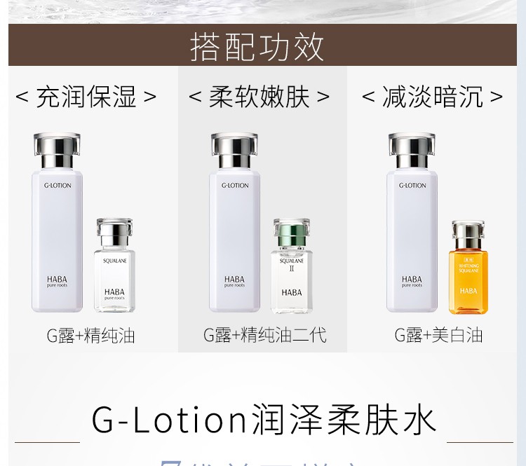 HABA润泽柔肤水180ml habaG露化妆水爽肤水女 补水敏感肌可用 G露180ml