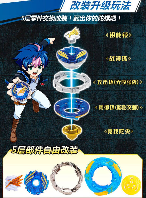 飓风战魂5陀螺儿童玩具强化版竞技战神之翼陀螺反转发射机甲战陀烈破
