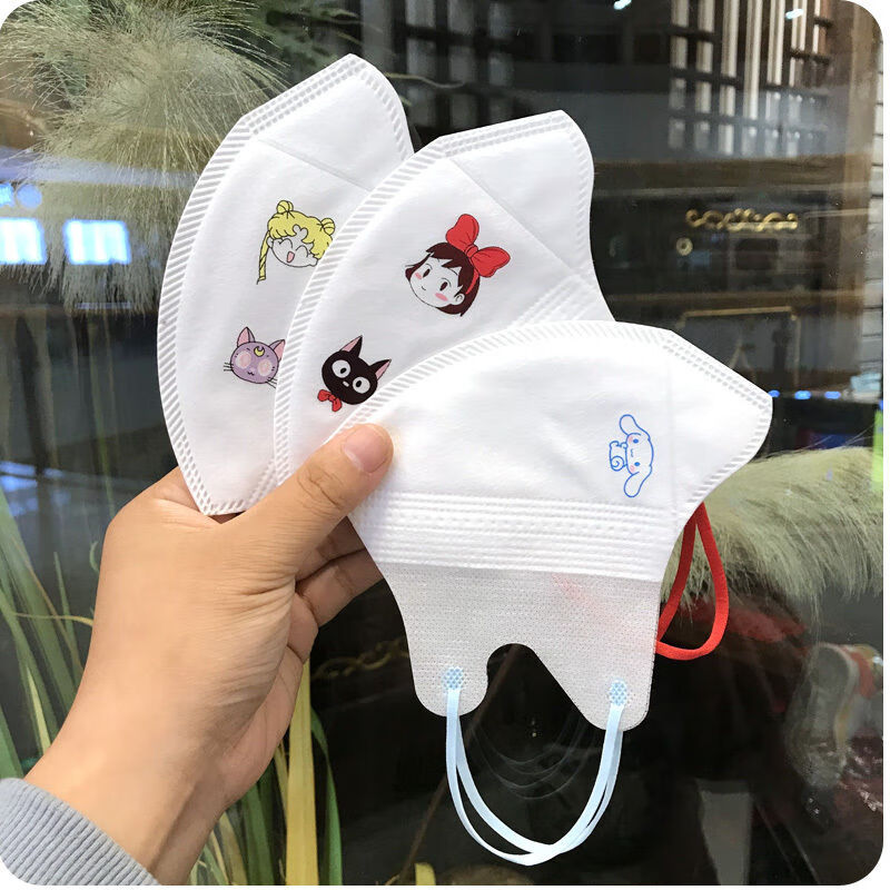 qiced新品防脱妆口罩秋冬3立体口罩大耳狗玉桂狗大人成人儿童可爱卡通