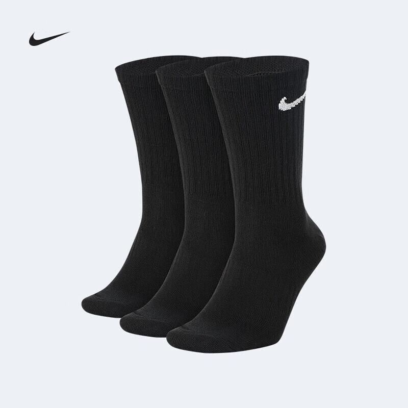 nike耐克袜子3双装男女袜中长袜运动袜吸汗透气潮流袜3双装白色sx7664