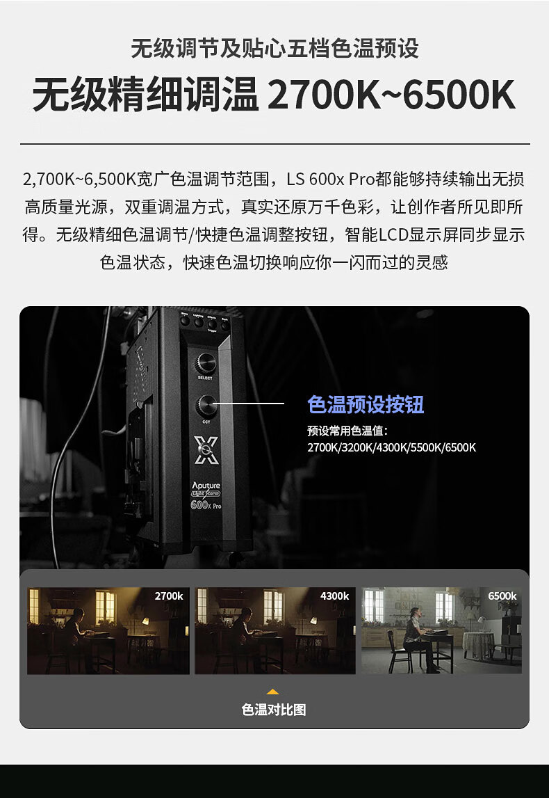 爱图仕ls600xpro双色温摄影摄像影视灯直播视频外拍影棚器材led补光灯