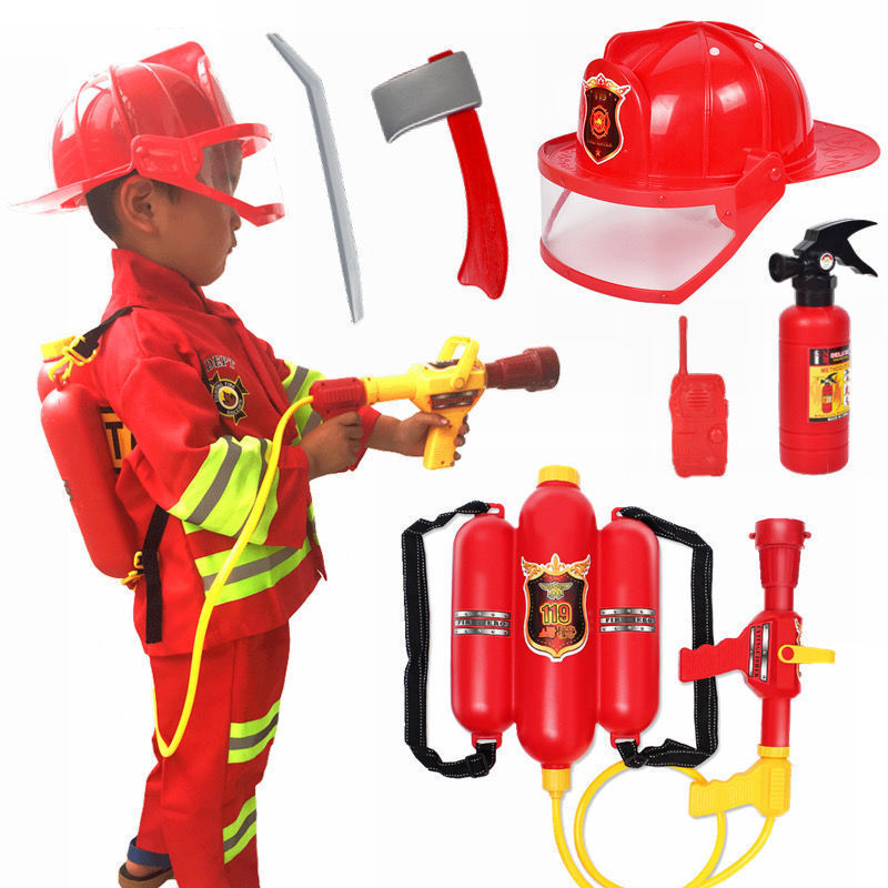 定制宝宝消防员工具箱套装玩具山姆套装装备幼儿园角色扮演衣服灭火器