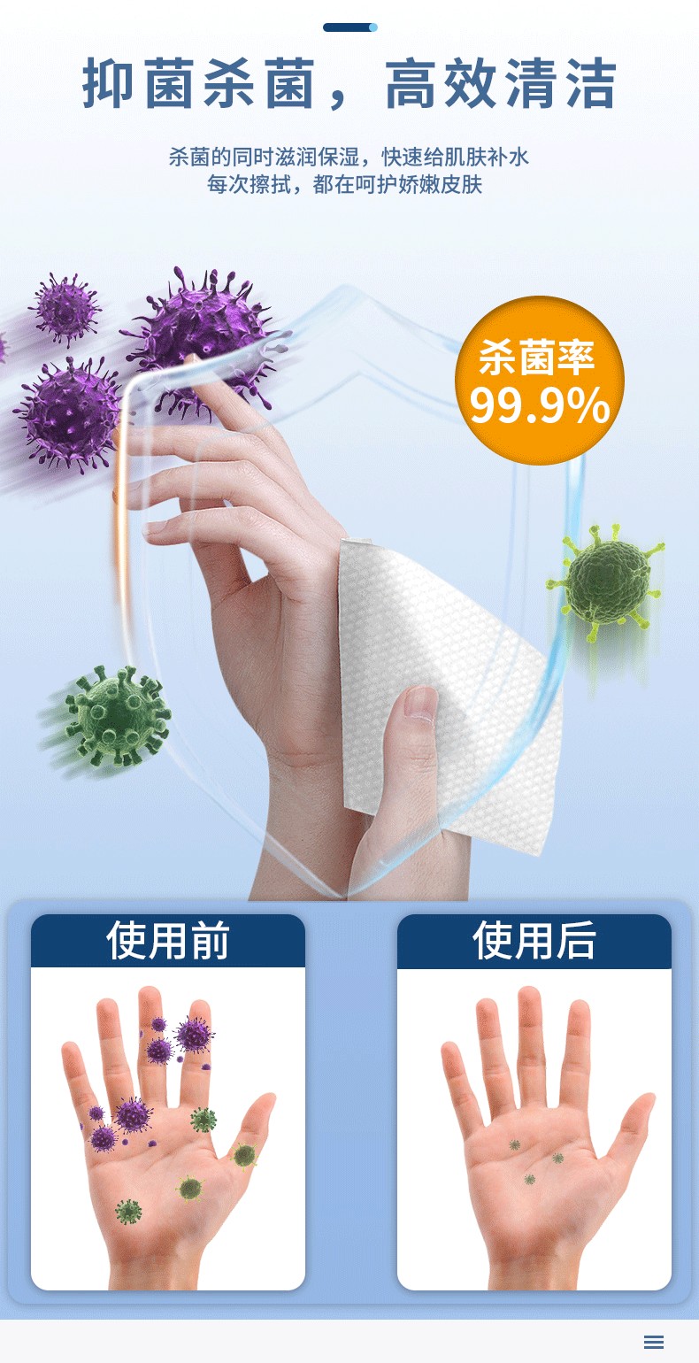 酒精湿巾 消毒湿纸巾 成人湿巾 4包