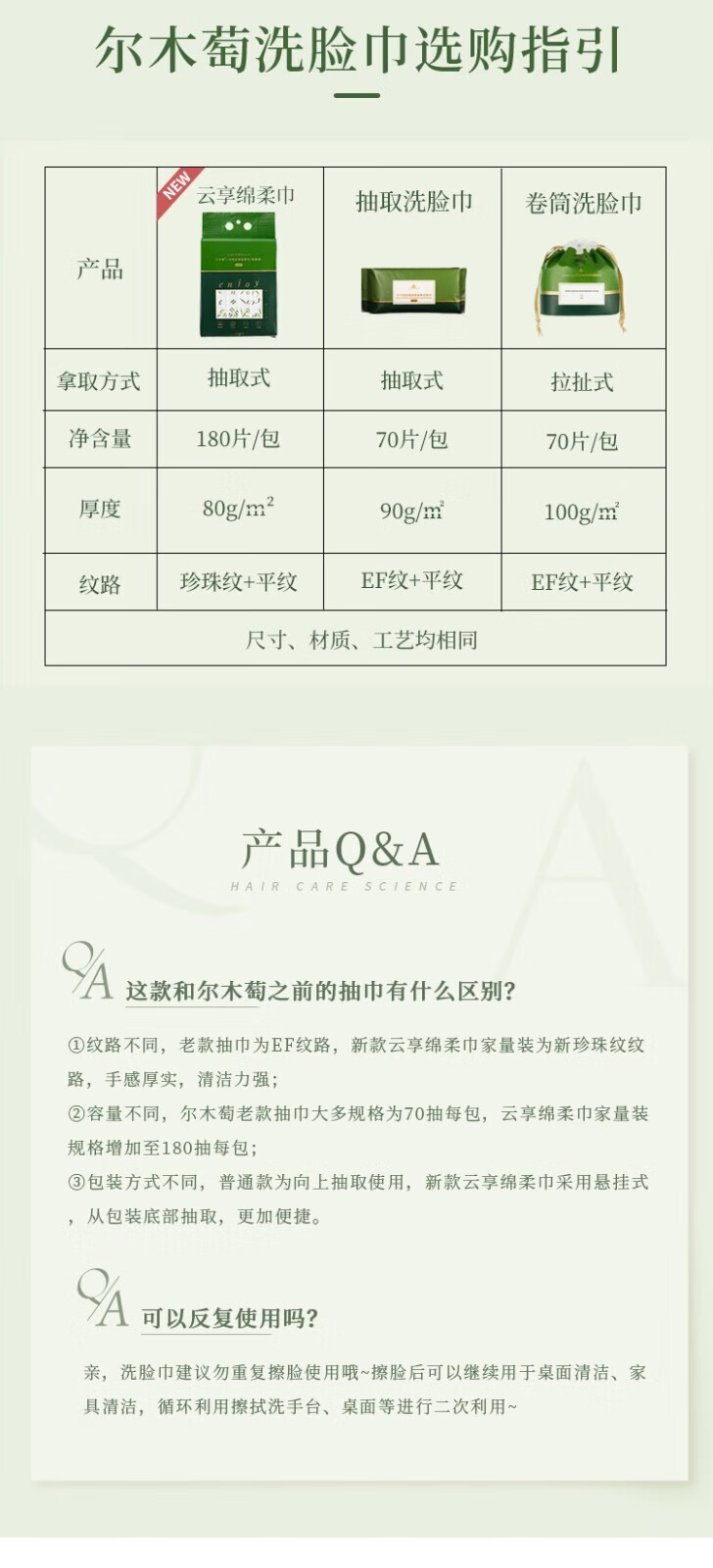 尔木萄（AMORTALS）加厚卷筒式一次性洗脸巾70片棉柔巾抽取洁面巾化妆棉女 70片*5包（抽取式）