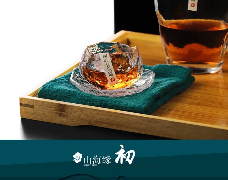 米良品 日式耐热玻璃初雪品茗杯套装 锤目纹茶杯功夫茶茶具茶碗建盏主人杯茶海分茶器公道杯茶具套装 初雪品杯1个+茶托1个