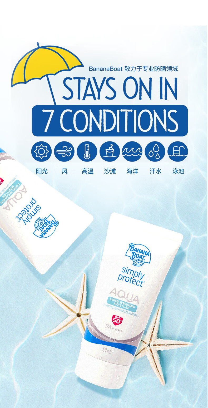 香蕉船（Banana Boat）防晒乳持久面部防护SPF50+ 50ML 21年生产不受核辐射影响 50ml