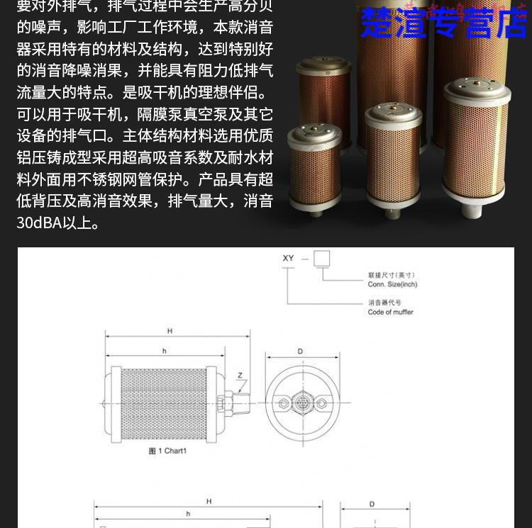 xy05干燥机消声器吸干机4分空气排气消音器dn15消音降噪设备2寸高压