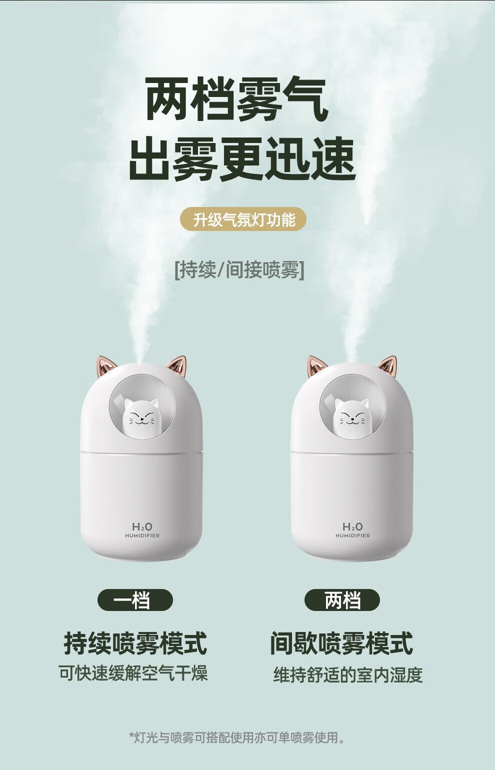 MAVM加湿小型迷你家用学生静音创意萌宠卧室空调房大容量雾美妆工具 白色