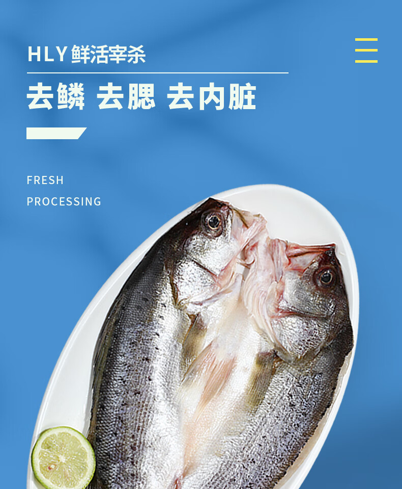 速鲜（SuXian）新鲜活冻三去开背白蕉海鲈鱼 生鲜海鱼海鲜水产去鳃去鳞去内脏 200-250g*6条（无冰款）