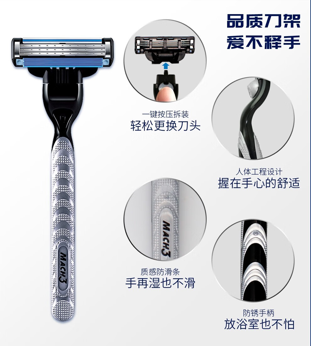 吉列（Gillette）锋速3经典手动剃须刀男士刮胡刀3层胡须刀头刀片 【钜惠囤货装】锋速3  12刀头